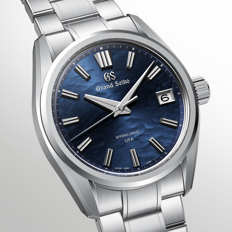 Grand Seiko Spring Drive UFA Lake Suwa 40mm Ever-Brilliant Steel watch SLGB013 dial