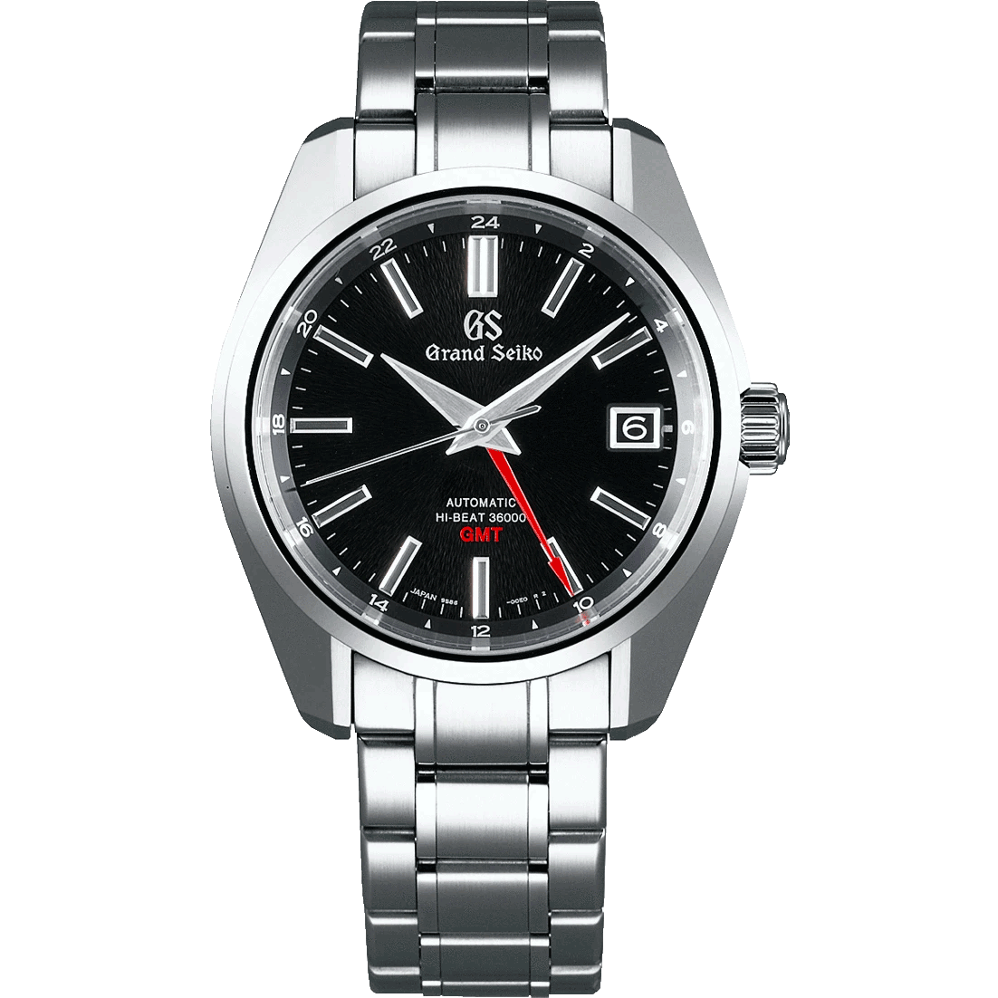 Grand Seiko Hi Beat 36000 GMT Automatic Black Mt. Iwate Dial 44GS Case Stainless Steel 9S86 SBGJ203 