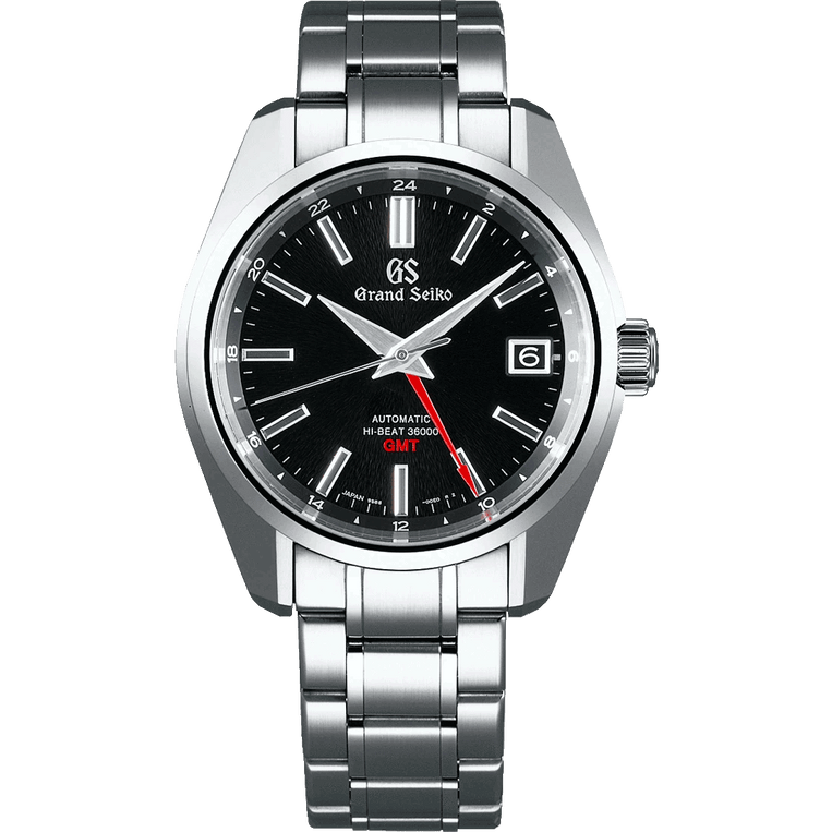 Grand Seiko Hi Beat 36000 GMT Automatic Black Mt. Iwate Dial 44GS Case Stainless Steel 9S86 SBGJ203 