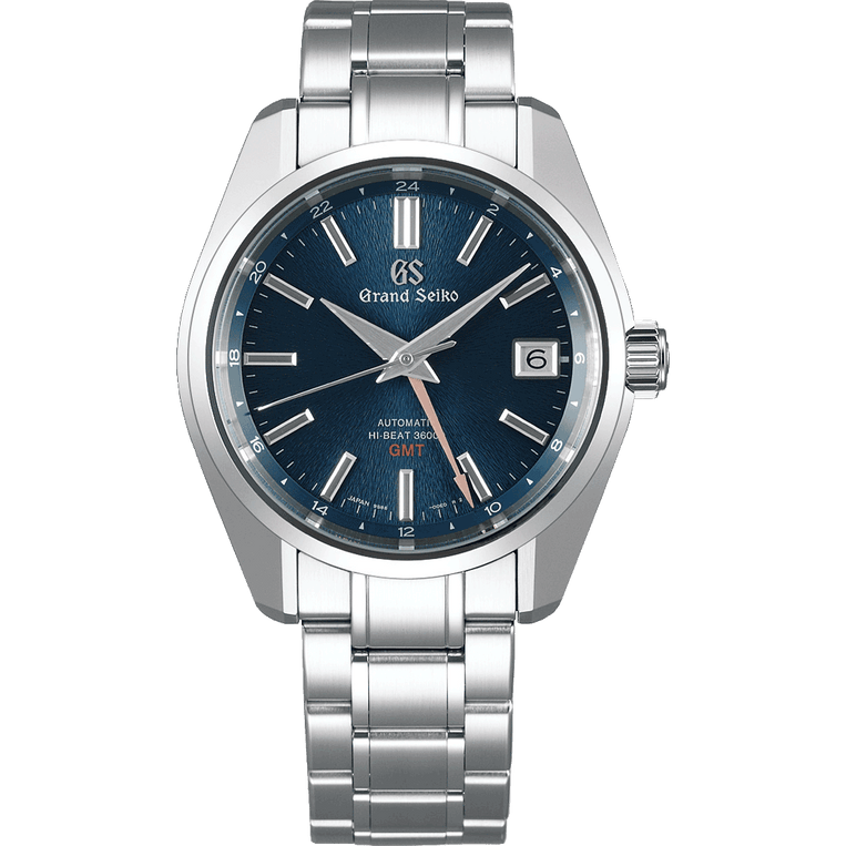 Grand Seiko Hi Beat 36000 GMT 44GS Stainless Steel Blue Mt. Iwate Dial Boutique Limited Edition SBGJ235