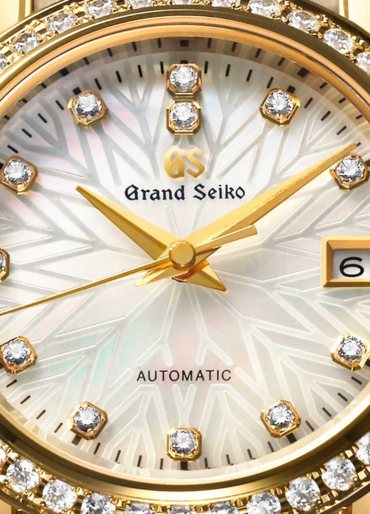 Grand Seiko STGK004, Automatic 9S27, white dial, 18k yellow gold case and diamonds, women's watches