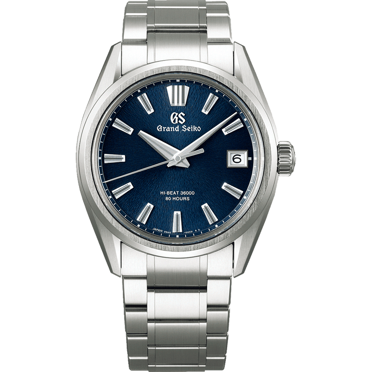 Grand Seiko blue dial stainless steel watch.