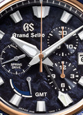 Grand Seiko SBGC238 Spring Drive Chronograph GMT blue dial 18k rose gold case