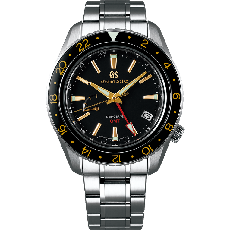 Grand Seiko SBGE215 Spring Drive GMT black dial titanium men's watches