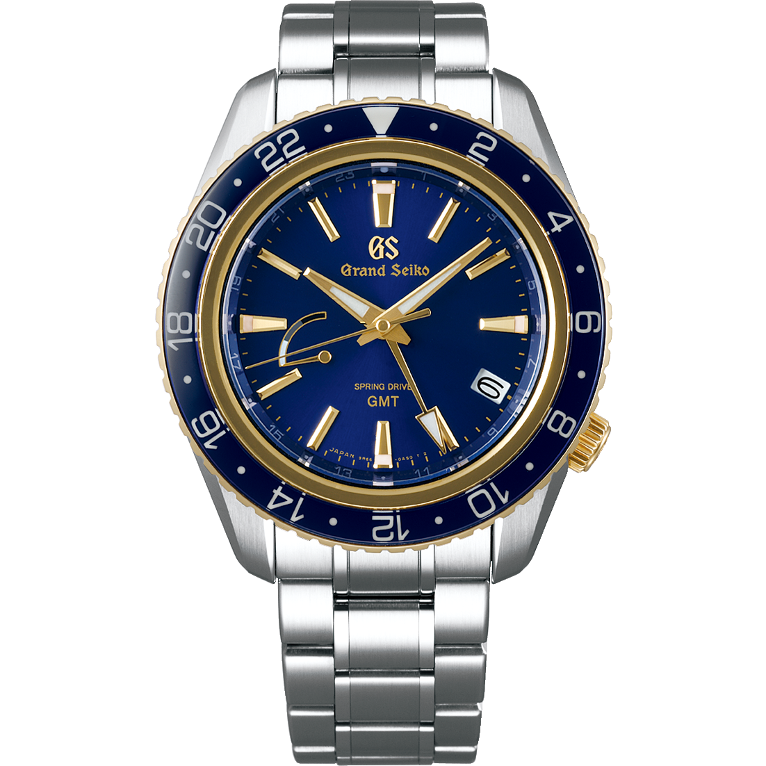 Grand Seiko SBGE248 Spring Drive GMT blue dial stainless steel 18k yellow gold men's watches