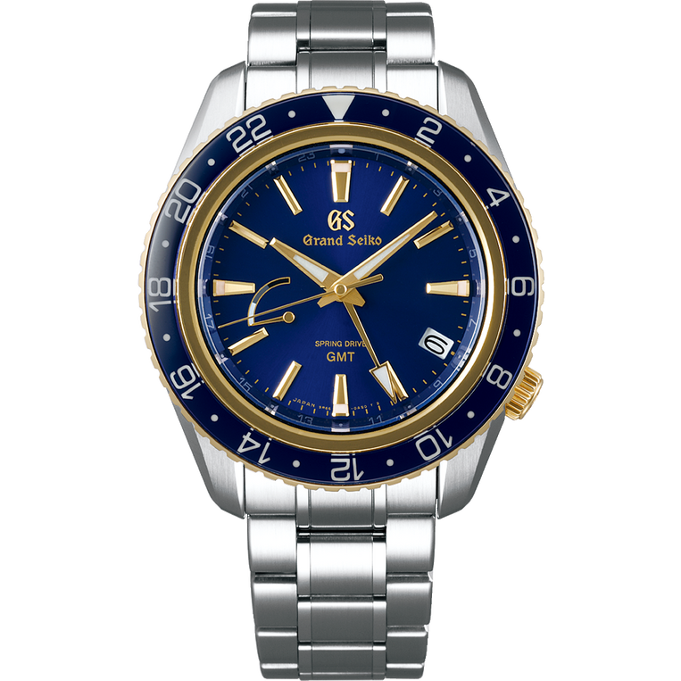 Grand Seiko SBGE248 Spring Drive GMT blue dial stainless steel 18k yellow gold men's watches
