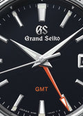 Grand Seiko SBGN003 quartz GMT, black dial, stainless steel case, men's watches