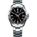Grand Seiko SBGN003 quartz GMT, black dial, stainless steel case, men's watches