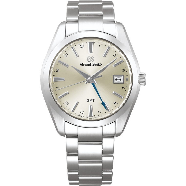 Grand Seiko SBGN011 quartz GMT, champagne dial, stainless steel case, men's watches