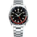 Grand Seiko SBGN019 quartz GMT, black dial, stainless steel and ceramic case, men's watches