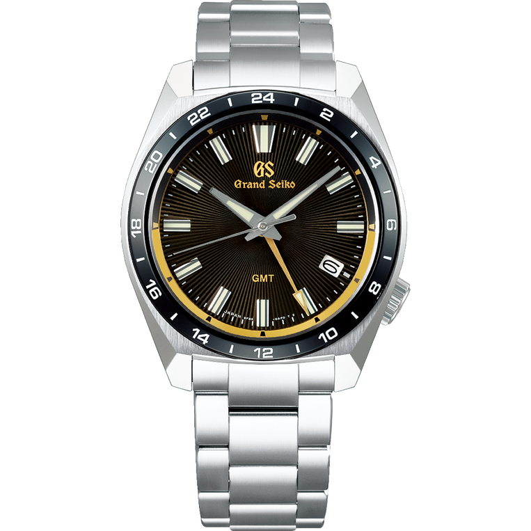 Grand Seiko SBGN023 quartz GMT, black dial, stainless steel and ceramic case, men's watches
