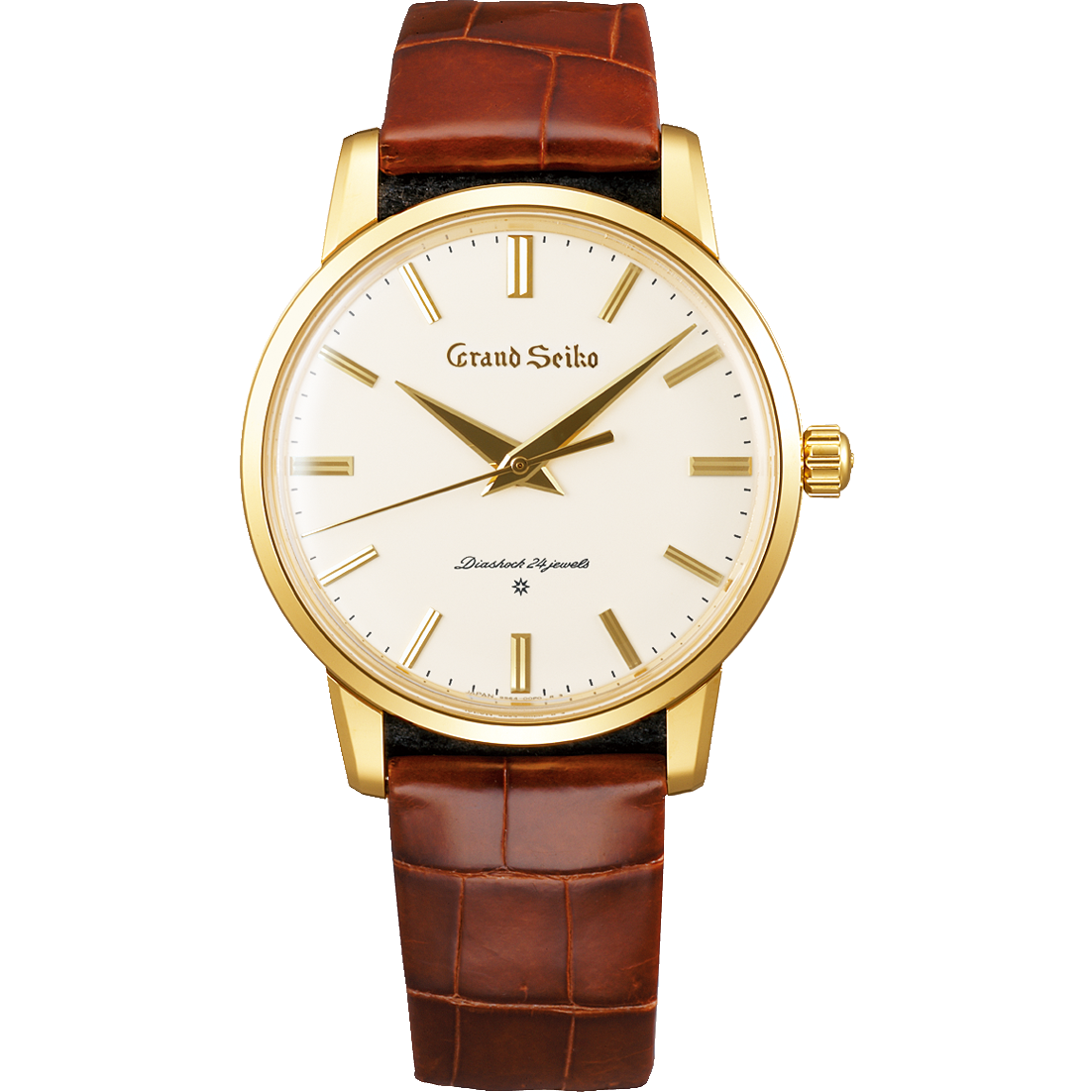 Grand Seiko SBGW258 mechanical 9S64, 18k yellow gold case, white dial, men's watches