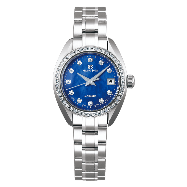Grand Seiko STGK015, Automatic 9S27, blue dial, stainless steel case with diamonds, women's watches
