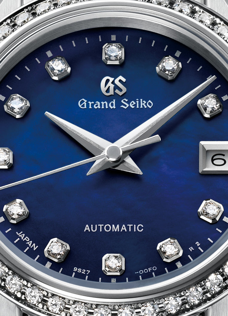 Grand Seiko STGK015, Automatic 9S27, blue dial, stainless steel case with diamonds, women's watches